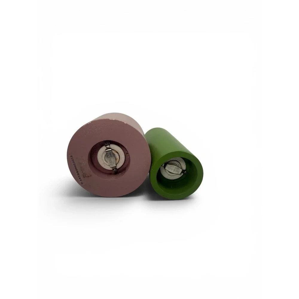Anthropologie Salt & Pepper Grinder Set Green Mauve MCM Kitchen Decor
